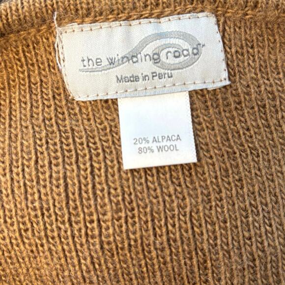 The Winding Road OS One Size Wool Alpaca Ruana Wrap Sweater Brown - Picture 3 of 4